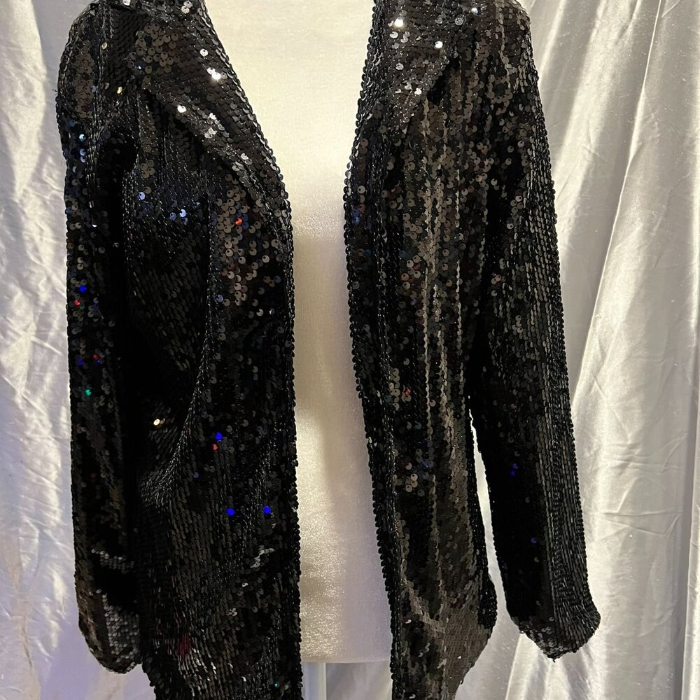 SHEIN Black Sequin lined Blazer Sz XL